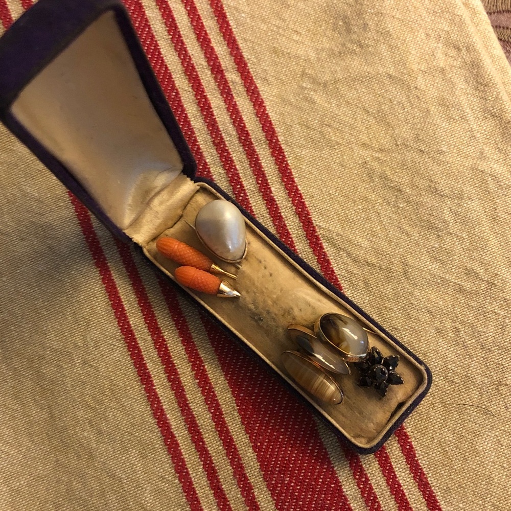Victorian stick pins in box